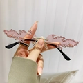 Occhiali da sole a fiamma rosa sfumata con strass e montatura in metallo dorato - Montatura Dorata Lenti Rosa