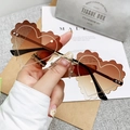 Frameless heart-shaped sunglasses with brown gradient lenses and wavy scalloped edges - Gold Frame Gradient Tea