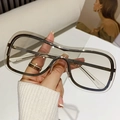 Occhiali da sole oversize senza montatura con bordo in metallo e lente trasparente - Montatura Argento Lente Trasparente