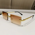 Lunettes de soleil sans monture rétro avec verres dégradés et branches serpent or - Monture Dorée Verres Thé Dégradé