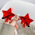 Lunettes de soleil sans monture en forme d'étoile avec verres rouges dégoulinants et or - Monture Dorée Verres Rouges