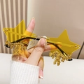 Occhiali da sole a stella senza montatura con lenti gialle e cristalli dorati - Montatura Dorata Lenti Gialle