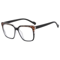 Elegante montatura per occhiali quadrata nera con dettagli tartarugati maculati leopard - Nero e Tartarugato