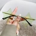 Lunettes de soleil sans monture en étoile avec verres verts effet fondant et métal doré - Monture Or Vert