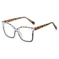 Occhiali Cat-eye TR90 con montatura bicolore trasparente e nera e aste tartarugate vintage - Bianco Nero Tartarugato Contrasto