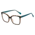 Montatura occhiali quadrata TR90 tartarugata con stanghette blu petrolio moda - Tartarugato Giallo Blu Contrasto