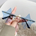 Lunettes de soleil sans monture en forme d'étoile avec verres bleu clair et or - Monture Dorée Verres Bleus