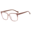 Transparent pink and brown square anti-blue light glasses frame with TR90 material - Champagne Pink and Coffee