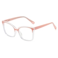 Pink and clear TR90 square eyeglass frames with blue light blocking lenses for women - Transparent Pink