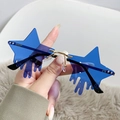 Blue rimless star-shaped sunglasses with melting water drop effect and gold bridge - Gold Frame Dark Blue Lens