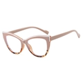 Cat-eye glasses frame with pink and tortoise shell color-blocking design for women - Coffee Top and Tortoiseshell Bottom