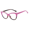 Cat eye glasses frames in rose pink and tortoiseshell contrast with anti-blue light lens - Pink Top and Tortoiseshell Bottom