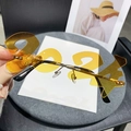 Randlose 2024 Sonnenbrille mit gelben Acrylgläsern und goldenem Metallgestell für Partys - Goldener Rahmen Gelbe Gläser