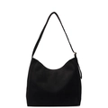 Borsa tote minimalista in tela nera con tracolla regolabile e grande capacità interna - Nero