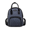 Sac à dos matelassé bleu-gris avec bordure en cuir noir et bretelles réglables - Bleu