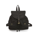 Zaino in denim nero da donna con tasche multiple e fibbie metalliche dorate eleganti - Blu scuro