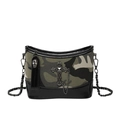Green camouflage punk shoulder bag with metal cross and skull pendant detail - Green