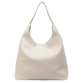 Bolso hobo minimalista en blanco crema con lujosa textura de cuero patrón litchi - Blanco Roto