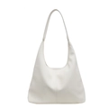 Minimalistische weiße Hobo-Tasche mit Litschimuster, breitem Riemen und eleganter Naht - Gebrochenes Weiß
