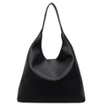 Bolso tote clásico de cuero negro con acabado texturizado y diseño amplio tipo hobo - Negro
