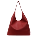 Bolso tote grande rojo de piel granulada con diseño minimalista de estilo hobo - Rojo