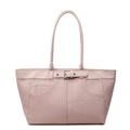 Minimalistische hellrosa Tote Bag mit Retro-Gürtelschnalle und Stickereien im Denim-Stil - Rosa