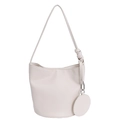 Bolso saco blanco crema de piel sintética suave con monedero lateral y correa con detalle de nudo - Blanco