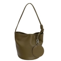 Bolso de hombro tipo cubo verde oliva en cuero PU con monedero redondo y nudo lateral - Verde