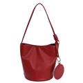 Bolso bombonera rojo minimalista de piel sintética con asa de nudo y detalle redondo - Rojo