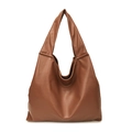 Minimalistische grote bruine PU-leren shopper met zacht en soepel hobo-ontwerp - Bruin