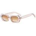 Modern square frame sunglasses in transparent tea pink with light brown gradient lenses - Champagne Frame / Tea Lens