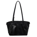 Grand sac fourre-tout noir minimaliste avec finition mate et bandoulière à nœud élégant - Noir