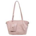 Grand sac cabas rose pâle avec petite pochette assortie pour le bureau et l'été - Rose
