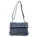Verstelbare schoudertas van gewassen denim in blauw met een metalen gespsluiting - Blauw