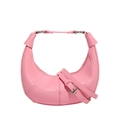 Minimalistische roze halve maan tas in imitatieleer met zilveren ringen en riem - Roze