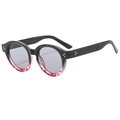 Moderne ovale zonnebril met tweekleurig zwart en luipaard montuur en nageldetails - Zwart en Roze Schildpad Splitsen Frame Lichtgrijze Lenzen