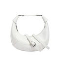 Sac hobo demi-lune blanc en cuir texturé avec détails métalliques argentés chic - Blanc