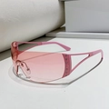Lunettes de soleil sport Y2K sans monture roses avec étoiles en strass et verre galbé - Monture Rose Lentille Rose Dégradé