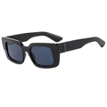 Chic square thick frame sunglasses with premium dark grey UV protection lenses - Black Frame Grey Lens