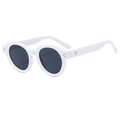Retro witte ovale zonnebril met dik montuur en metalen klinknagels met drie punten - Wit Frame Grijze Lenzen