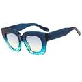 Lunettes de soleil vintage carrées avec monture dégradée bleue et motif écaille - Monture Écaillée Bleue et Tortue Verres Dégradés Bleu Jaune