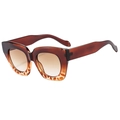 Gafas de sol cuadradas de gran tamaño con lentes degradadas marrones y montura de leopardo - Montura Té y Carey Lente Té