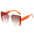 Fashionable rimless square sunglasses with orange textured temples and brown gradient lenses - Orange Leg Tea Lens