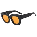 Lunettes de soleil carrées à monture noire épaisse et verres orange vif tendance - Monture Noire Verres Jaunes