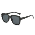 Classic black square frame sunglasses with silver arrow rivets and dark tinted lenses - Black Frame Grey Lens