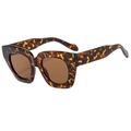 Lunettes de soleil carrées en écaille de tortue à la mode avec des verres marron et rétro - Monture Léopard / Verres Thé