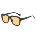 Retro square oversized sunglasses with thick black frame and bright orange tinted lenses - Black Frame Yellow Lens