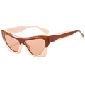 Occhiali da sole cat-eye alla moda con montatura bicolore marrone e beige e lenti - Montatura Marrone Beige Lenti Champagne