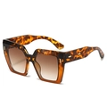 Modieuze oversized zonnebril met schildpadmontuur, bruine glazen en gouden accenten - Luipaard en Thee Frame Thee Lenzen