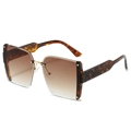 Frameless square sunglasses with brown gradient lenses and leopard print temples - Leopard Legs Tea Lens